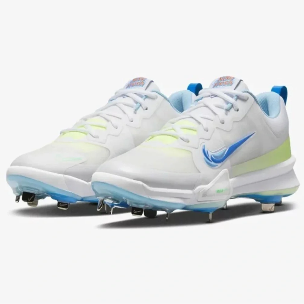 Nike Force Trout 9 Pro Cleats White Volt Aquarius Blue Men Size 7 FQ7941-100 NEW